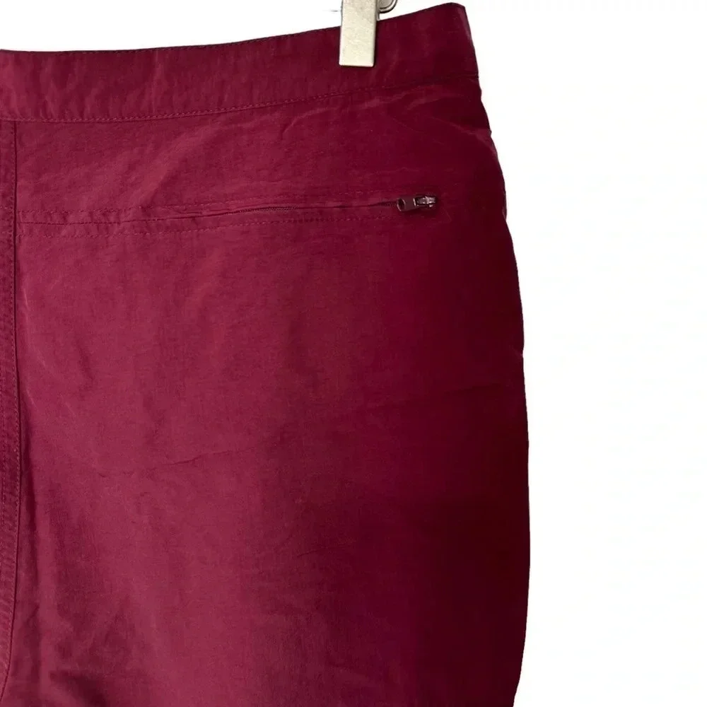 DKNY L mens‎ maroon swimming trunks with yellow + white racing stripes